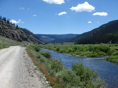 GDMBR: Riding south on NF-250 along the Conejos River.